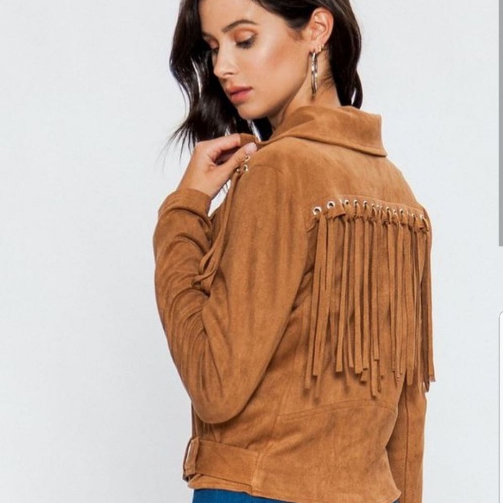 Suede Camel fringe Jacket